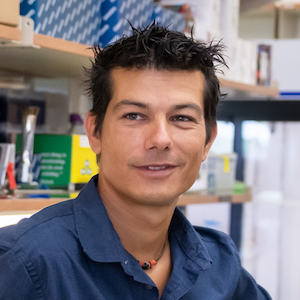 Headshot of Andrea Galmozzi in the lab.
